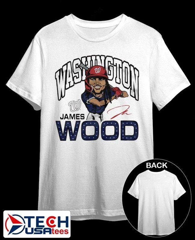 Washington Nationals James Wood caricature signature shirt