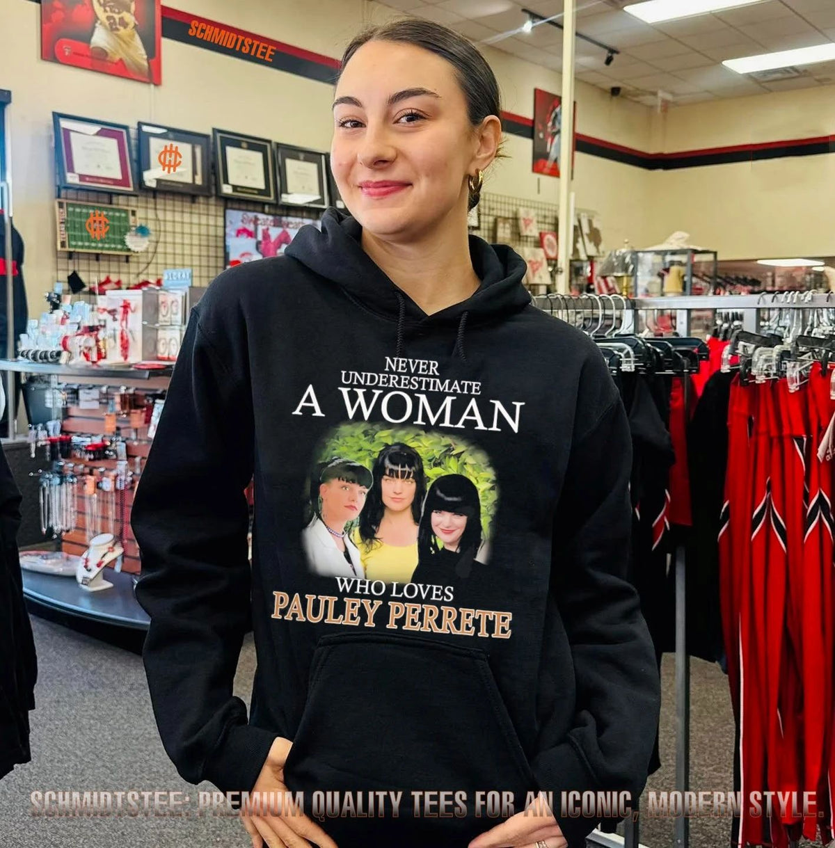 Never underestimate a woman who loves Pauley Perrete shirt