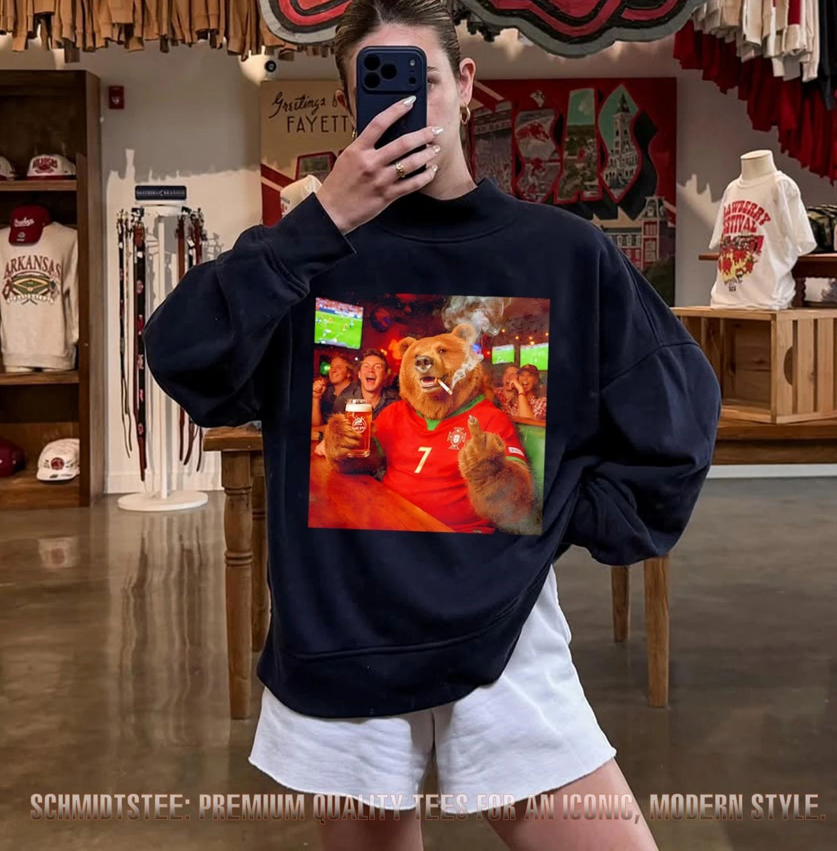 Portugal number 7 jersey Wacky Bear middle finger shirt