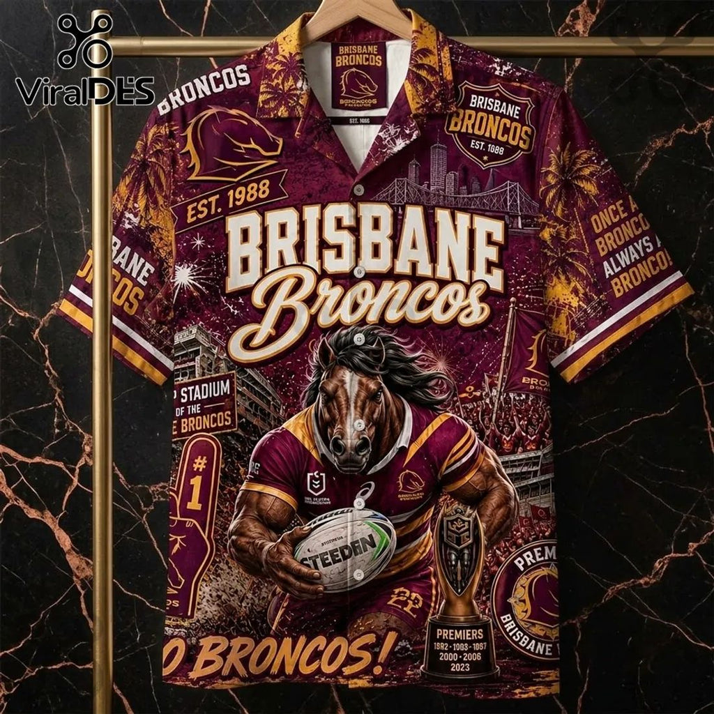 Brisbane Broncos Maroon Hawaiian Shirt