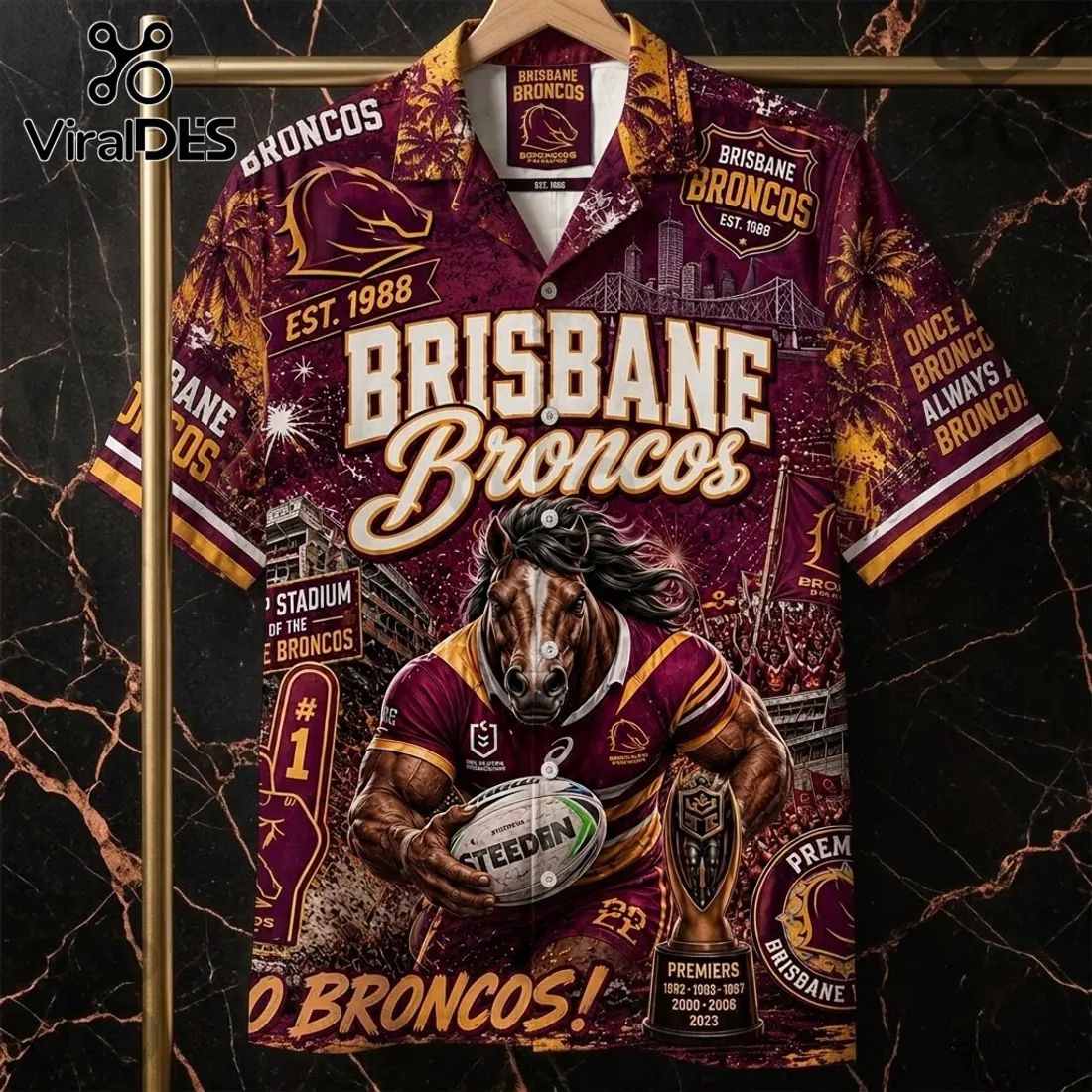 Brisbane Broncos Maroon Hawaiian Shirt
