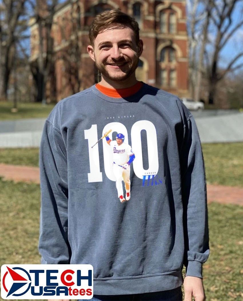 Jake Burger Texas Rangers 100 Career HRs shirt