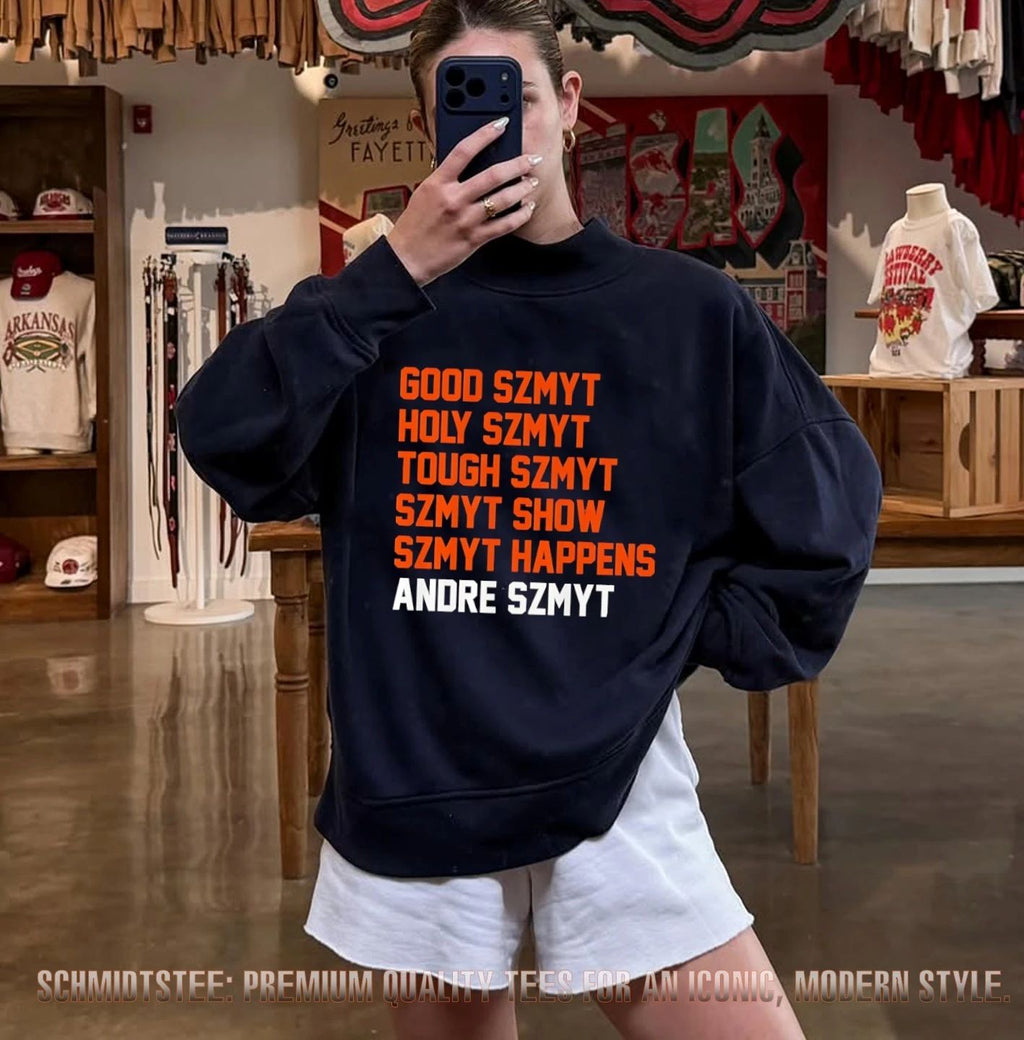Andre Szmyt Cleveland Browns list Good Szmyt Holy Szmyt Tough Szmyt Show Szmyt Happens shirt