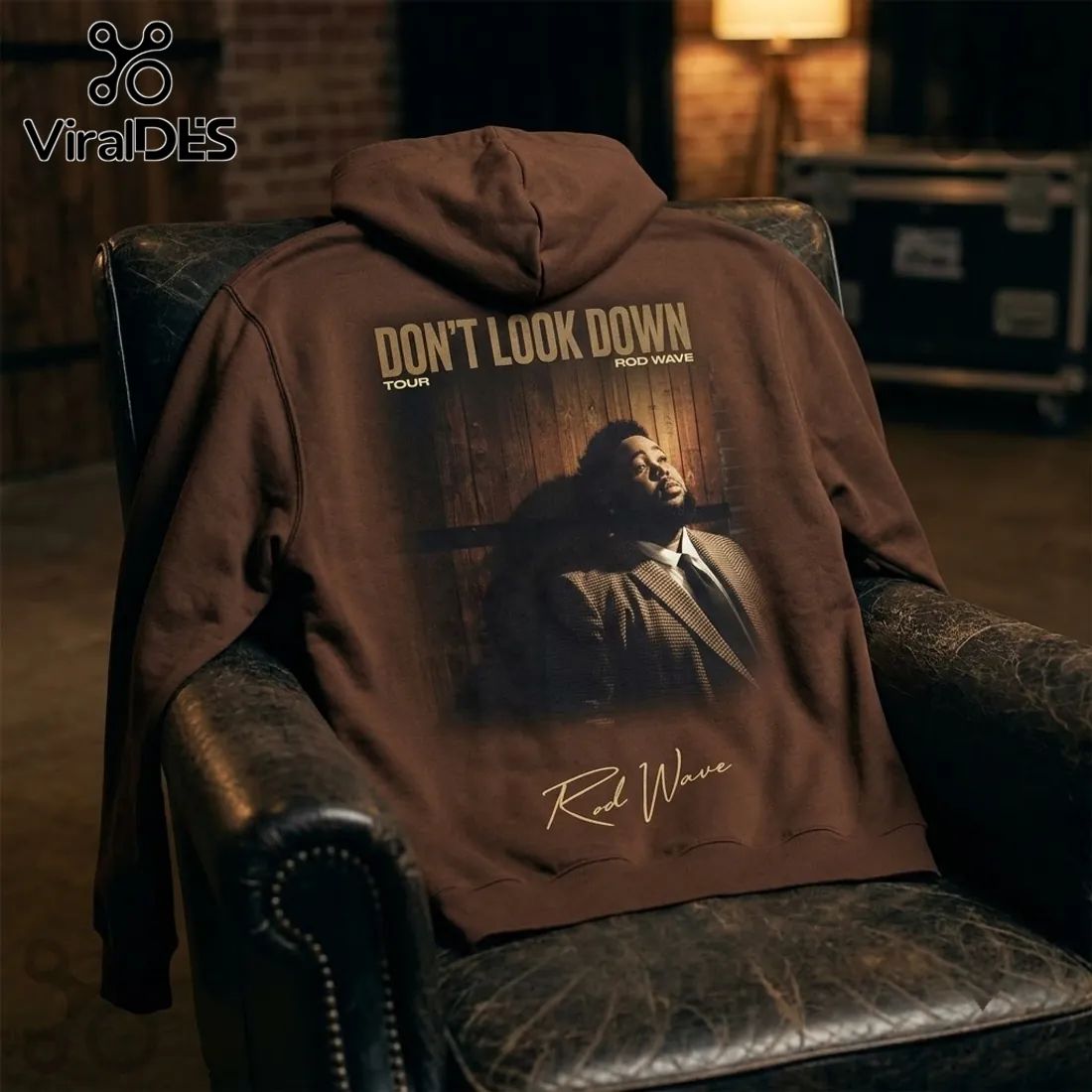 Rod Wave Don’t Look Down Signature Brown Hoodie