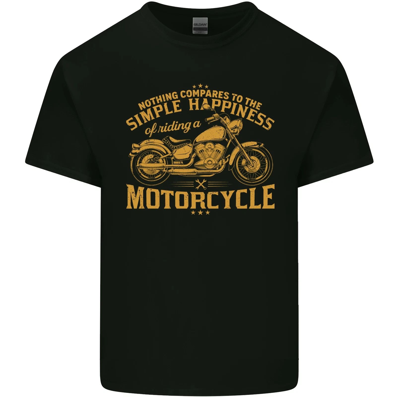Simple Happiness Biker Motorcycle Motorbike Mens Light Cotton T-Shirt
