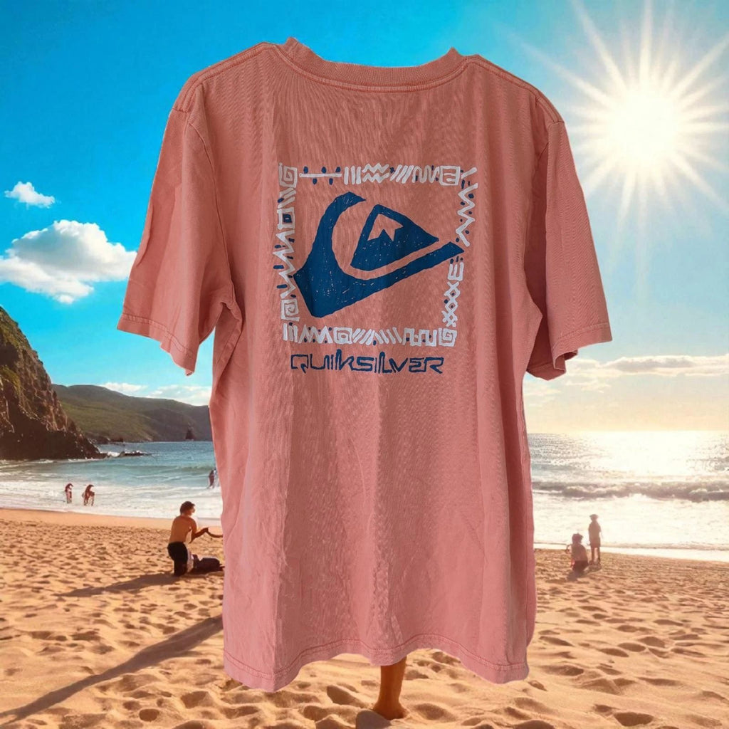 Quiksilver Originals Collection Men's T-Shirt Medium Coral Pink surf skate