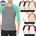 Mens Baseball RAGLAN T Shirts 3/4 Sleeve Tee Team Sport Jersey Solid Casual