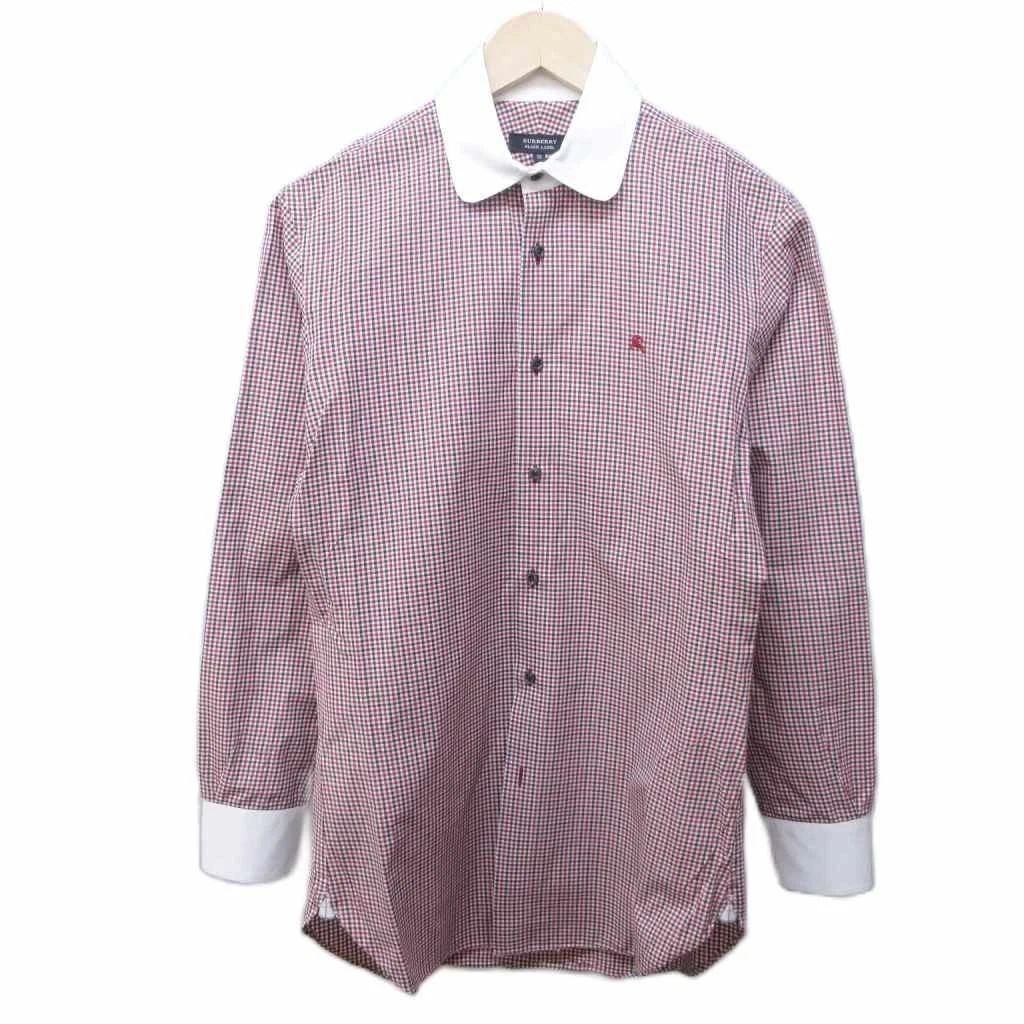 Burberry Black Label Cleric Shirt Check Logo Embroidery Long Sleeve 38 Approx
