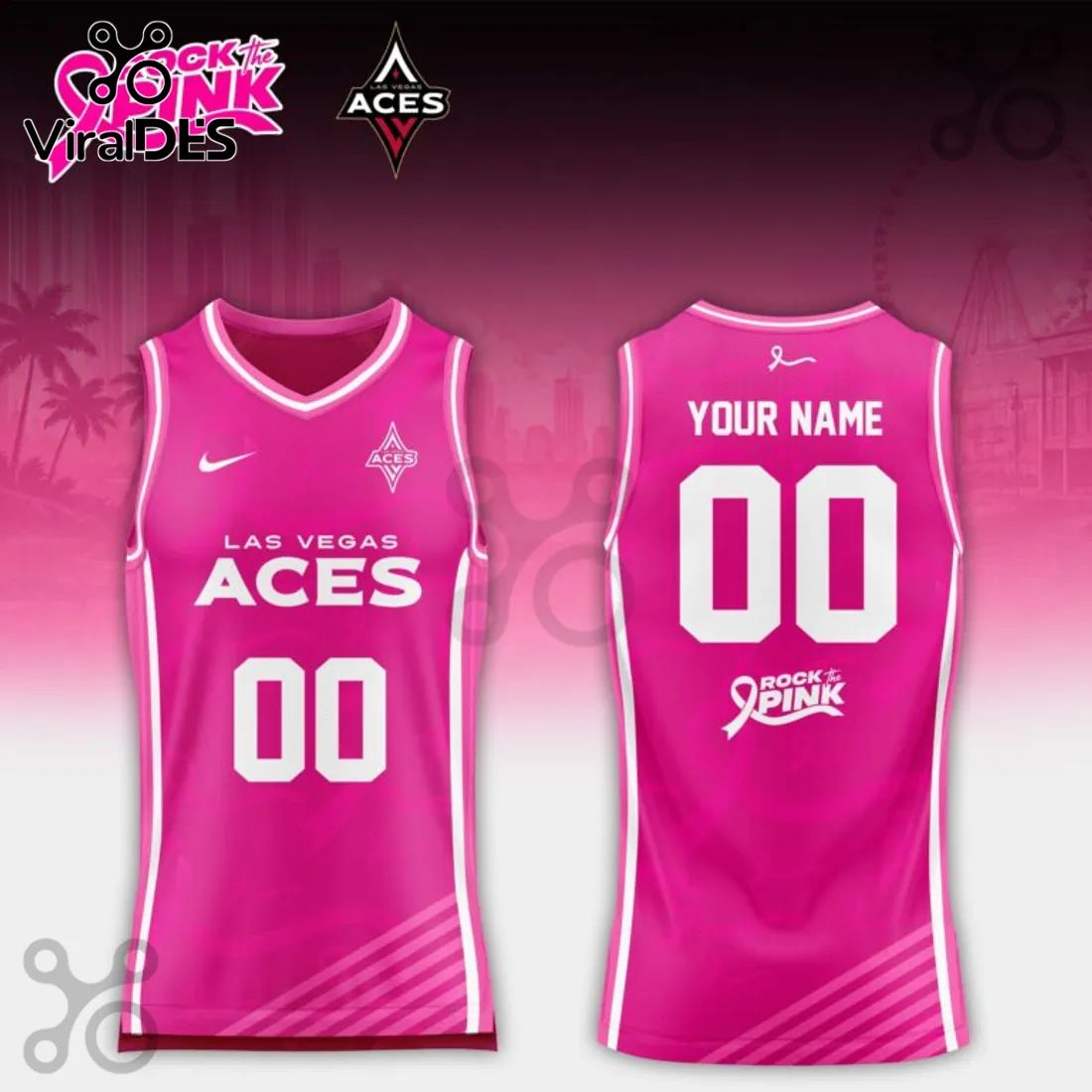 Las Vegas Aces Pink Breast Cancer Awareness Basketball Jersey