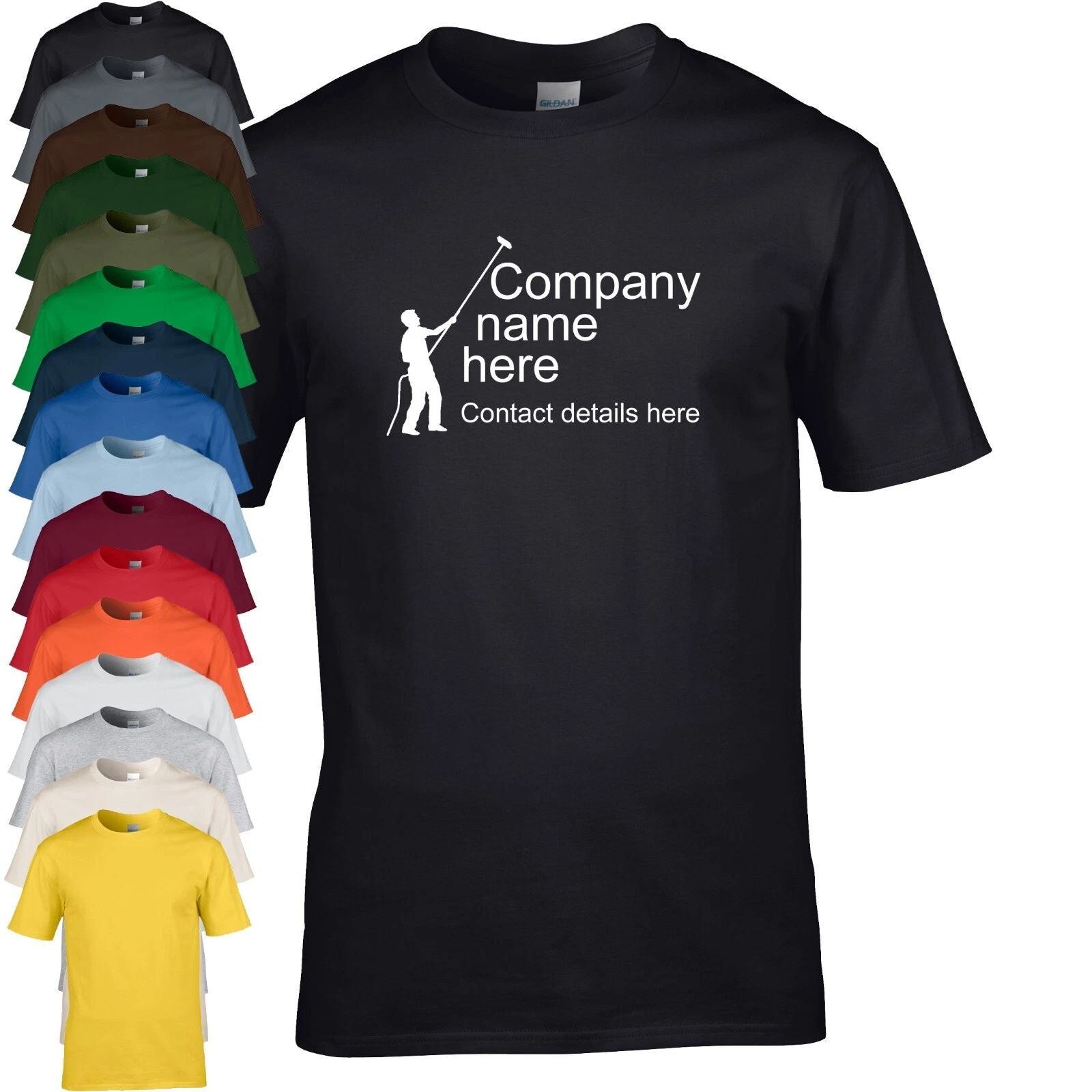 Window cleaning t-shirt personalised custom pole system company tee