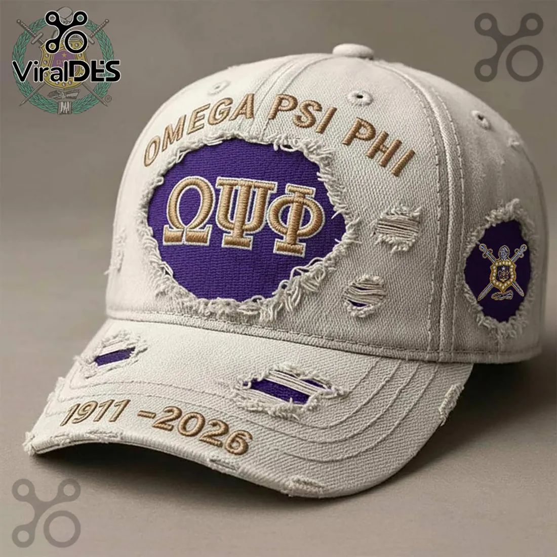 Omega Psi Phi 1911-2026 Distressed Baseball Cap