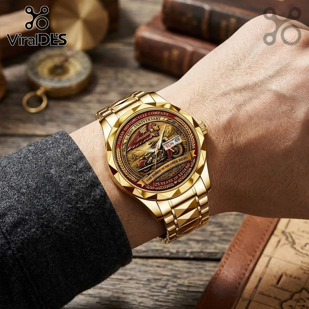 Indian Motorcycle 125th Anniversary Gold Tone Quartz Watch