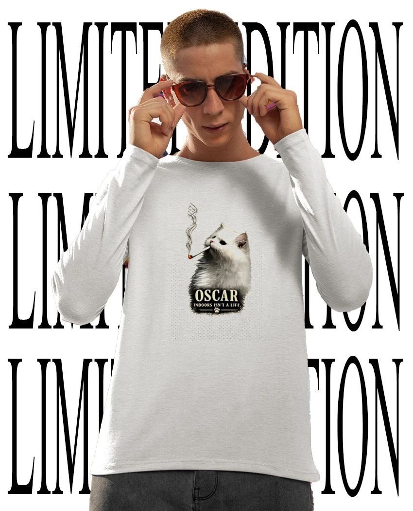 Cat smoking Oscar indoors isn’t a life shirt