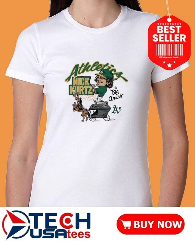 Oakland Athletics Nick Kurtz The Big Amish caricature signature shirt