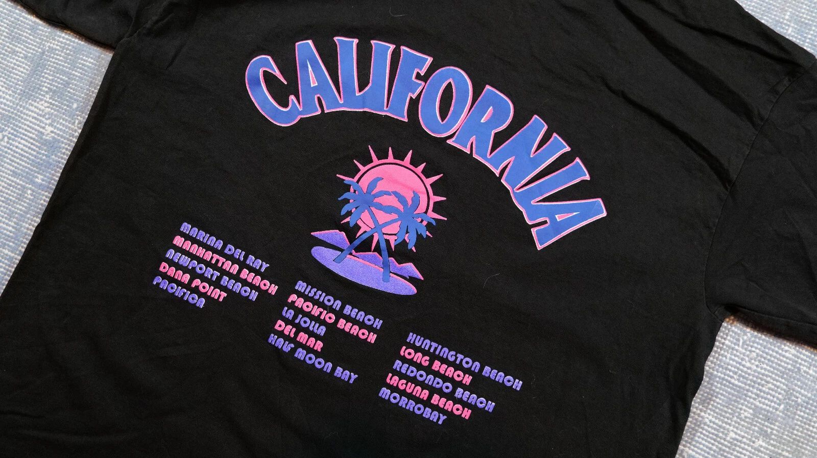 vintage California beaches shirt, size XL, 90s, puff print, travel