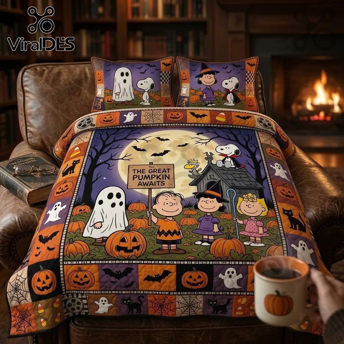 Peanuts Great Pumpkin Halloween Bedding Quilt Set
