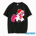 Pink Hair Santa Unicorn Holiday Bell Christmas Tshirts Sweater