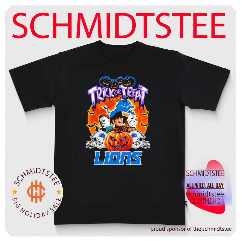 Detroit Lions x Horror characters Trick Or Treart Halloween shirt