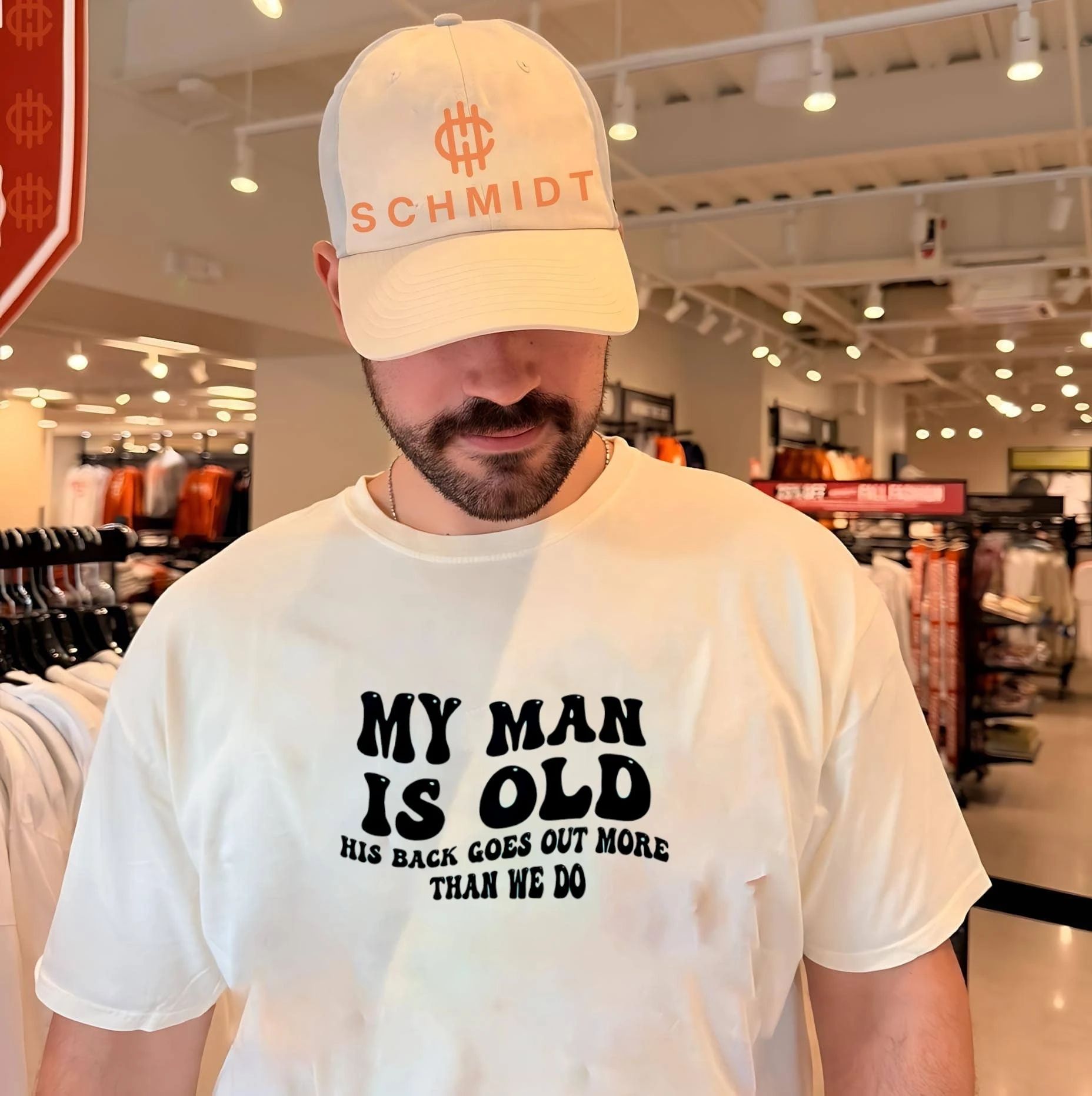 My man is old his back goes out more than we do shirt