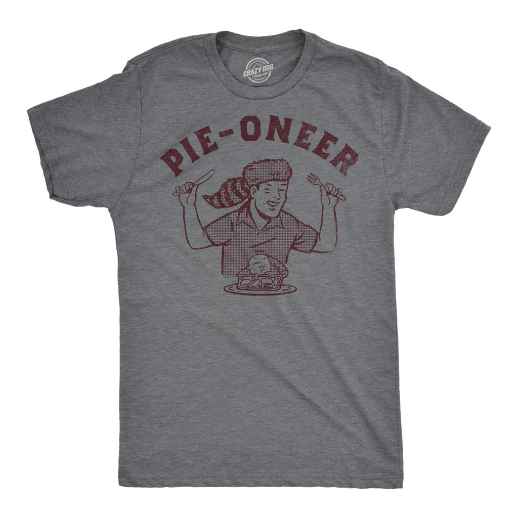 Mens Funny T Shirts Pie Oneer Sarcastic Pies Graphic Novelty Food Tee for Men