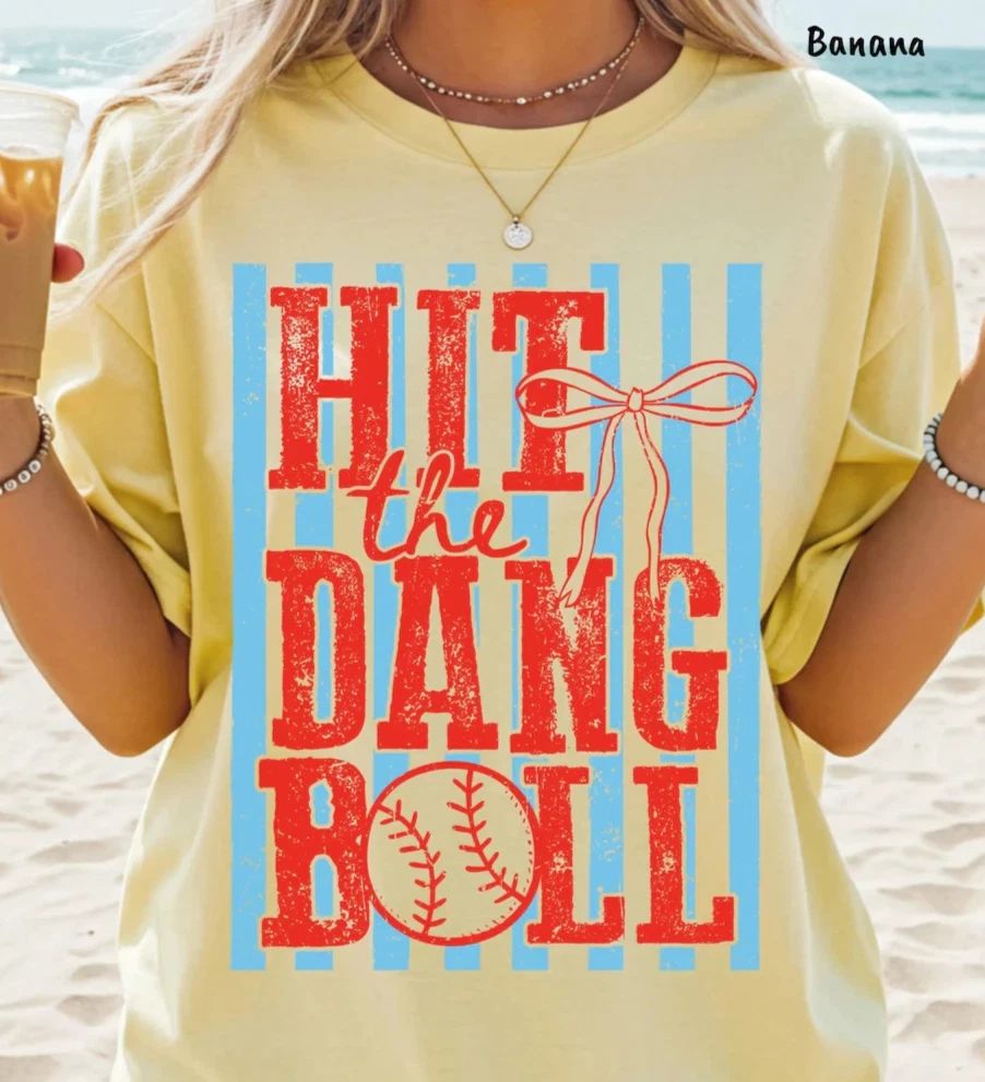 Hit The Dang Ball Shirt Baseball Tee, Softball Mom Tshirt, Retro Game Day