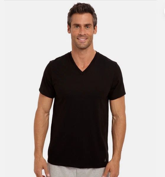 Calvin Klein Men's 1 ONLY  V Neck Tee Shirts (BLACK, XL) NWOT