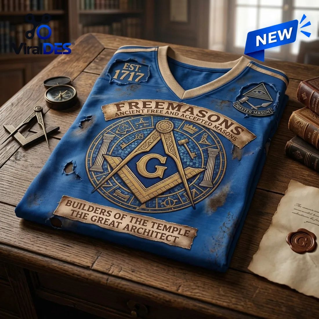 Freemason Master Mason Symbol Blue Shirt