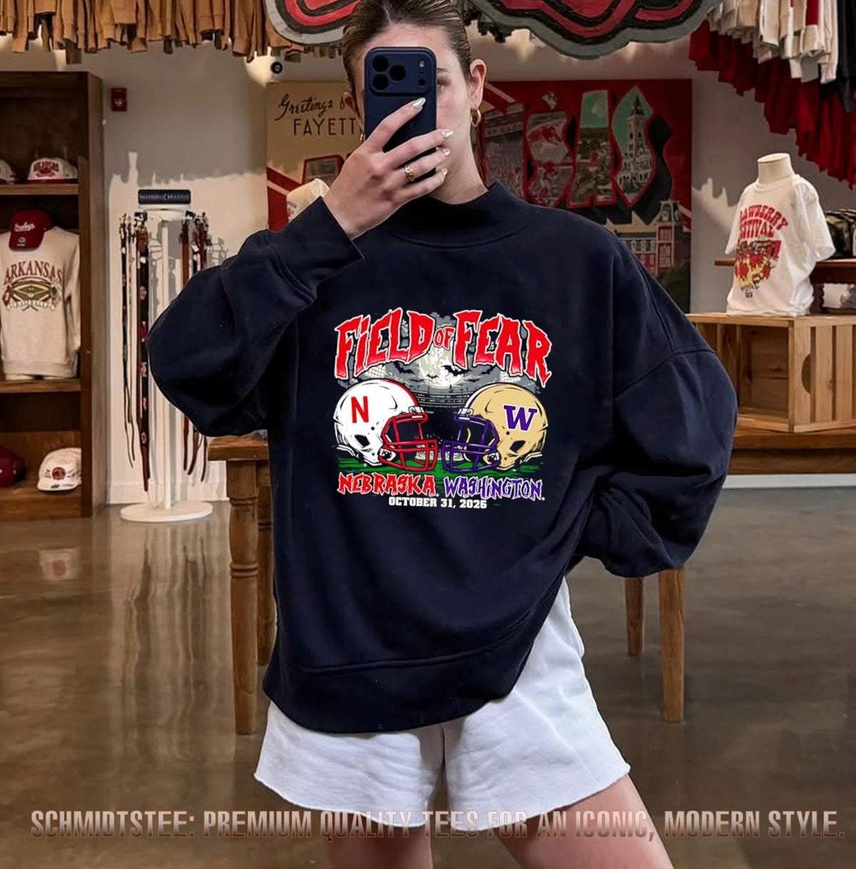 Nebraska Cornhuskers vs Washington Huskies Field of Fear 2026 helmet Halloween shirt