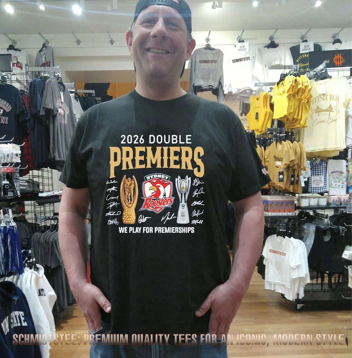 Sydney Roosters 2026 Double Premiers Rugby League we play for premierships shirt