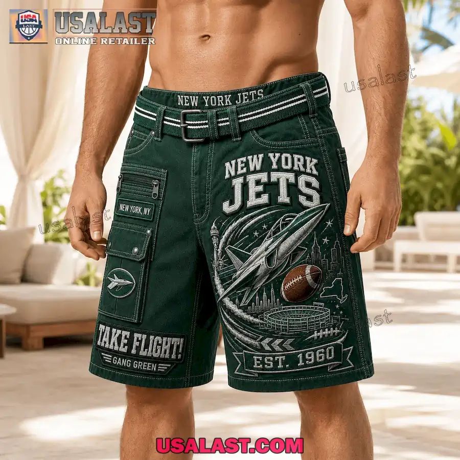 New York Jets Take Flight Gang Green Est 1960 Men Cargo Short