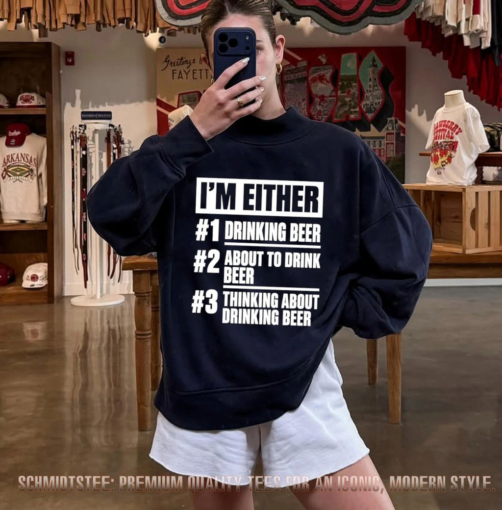 I’m either 1 drinking beer 2 about to drink beer 3 thinking about drinking beer shirt