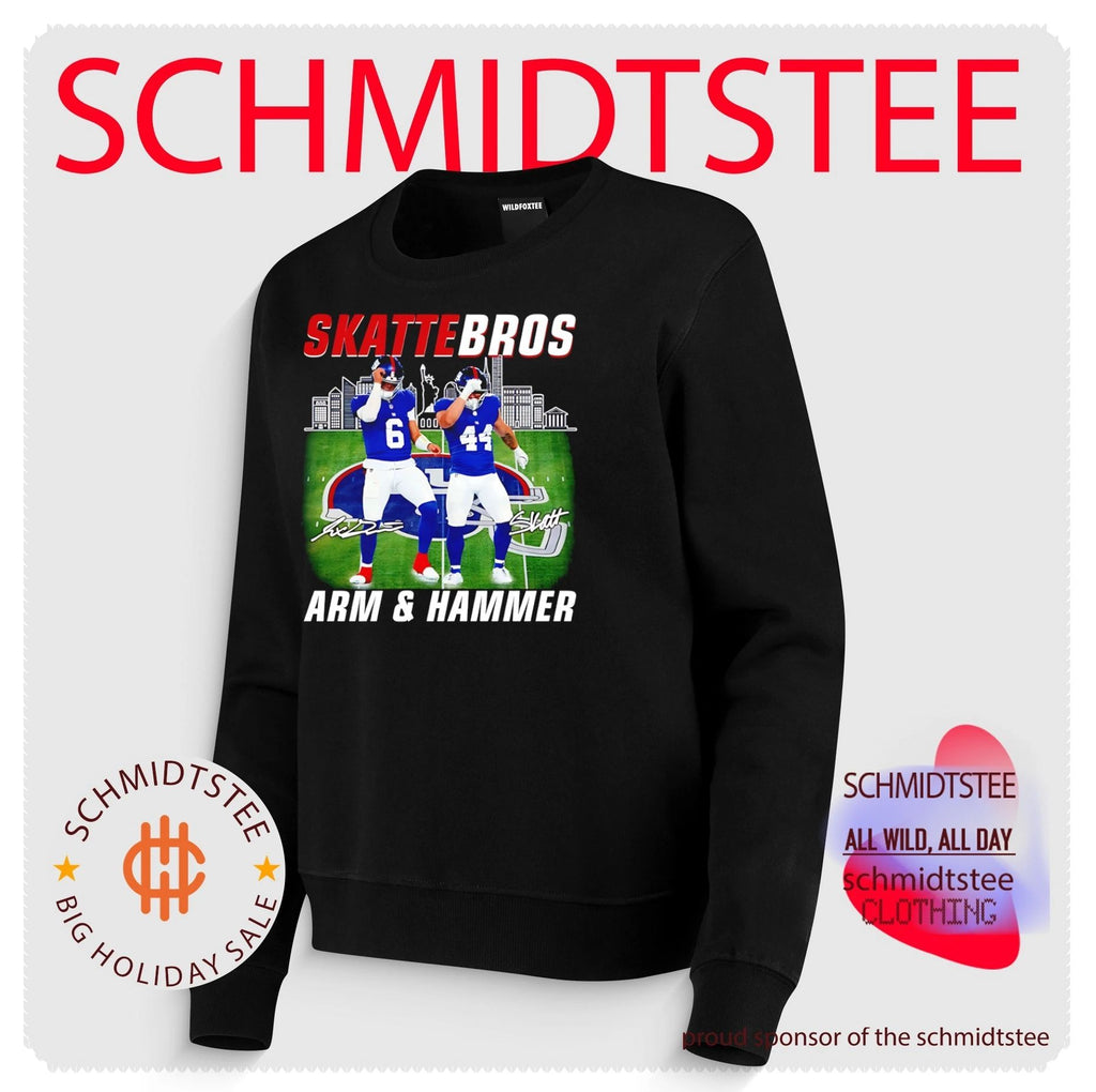 Jaxson Dart And Cam Skattebo New York Giants Skattebros Arm and Hammer signature stadium shirt