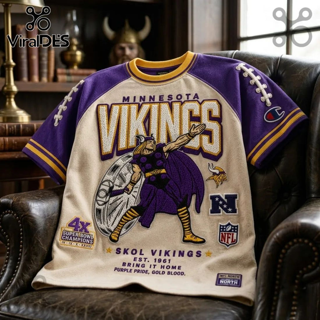 Minnesota Vikings Embroidered Mascot Champion Shirt
