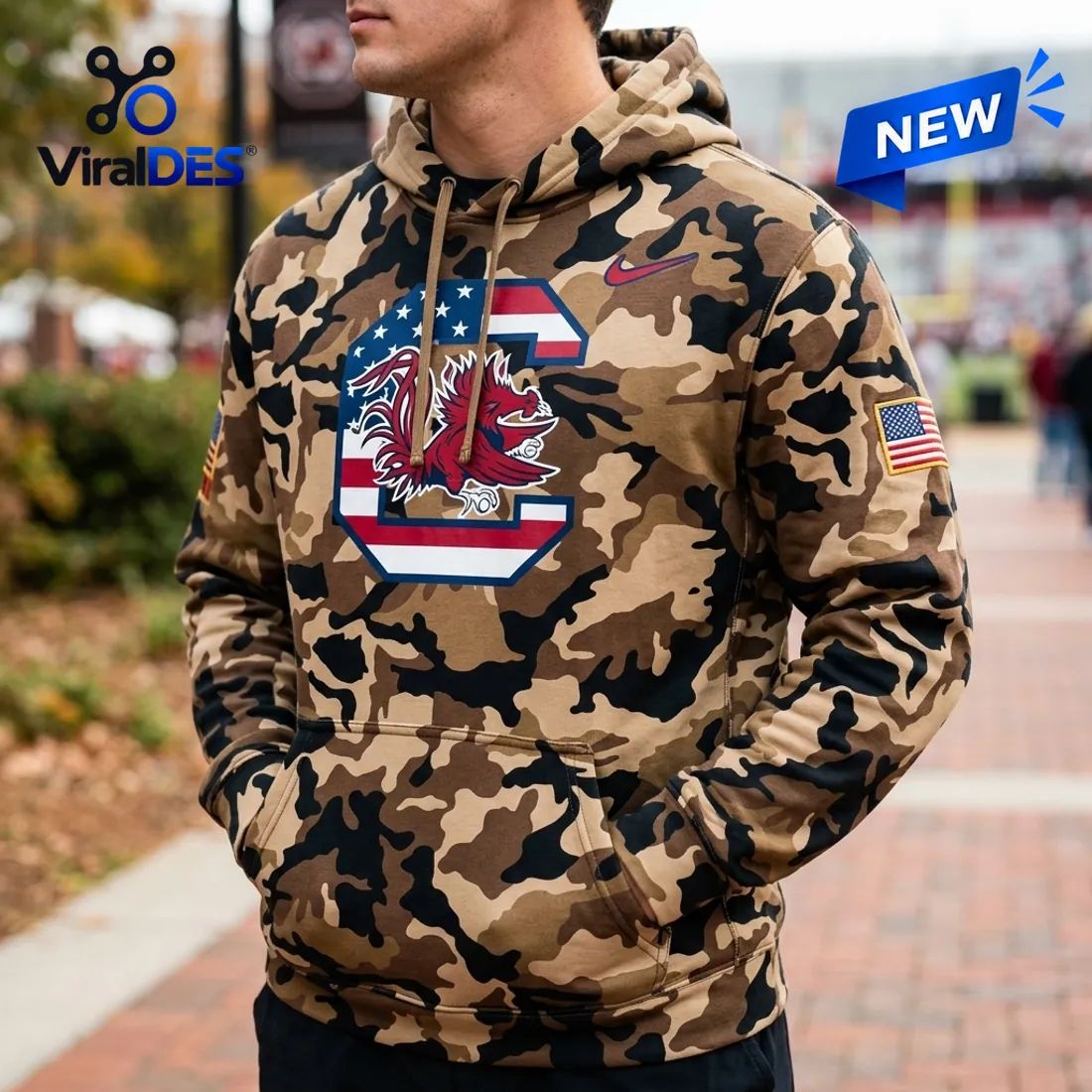 South Carolina Gamecocks Camo Military Appreciation Hoodie