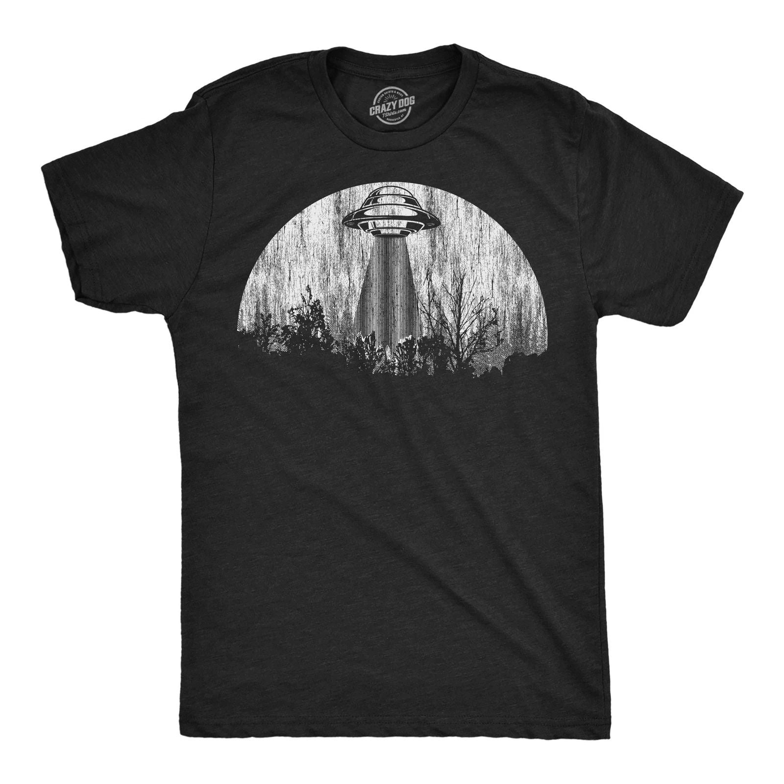 Mens Moon UFO Funny T Shirts Alien Spaceship Graphic Tee for Men