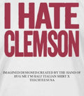 Greg Clark wearing I hate Clemson shirt