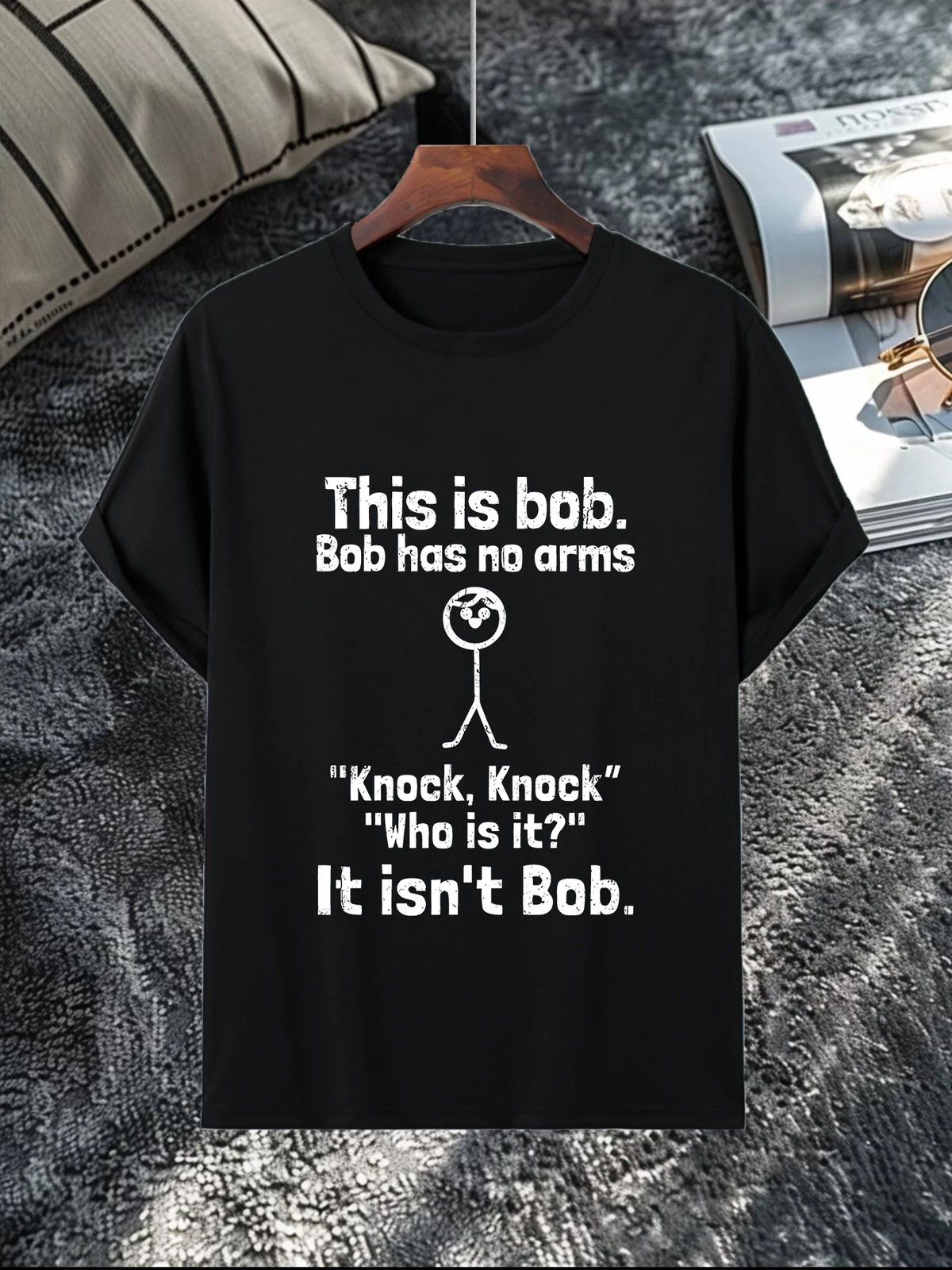 This Is Bob He Has No Arms Funny Graphic Tee - Sarcastic Stick-Man T-Shirt