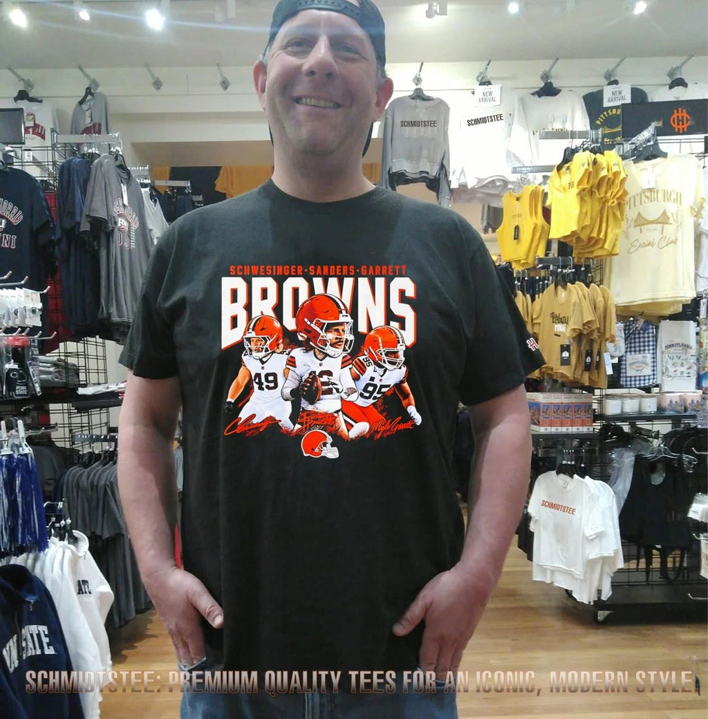 Cleveland Browns Schwesinger Sanders Garrett Caricature signature shirt