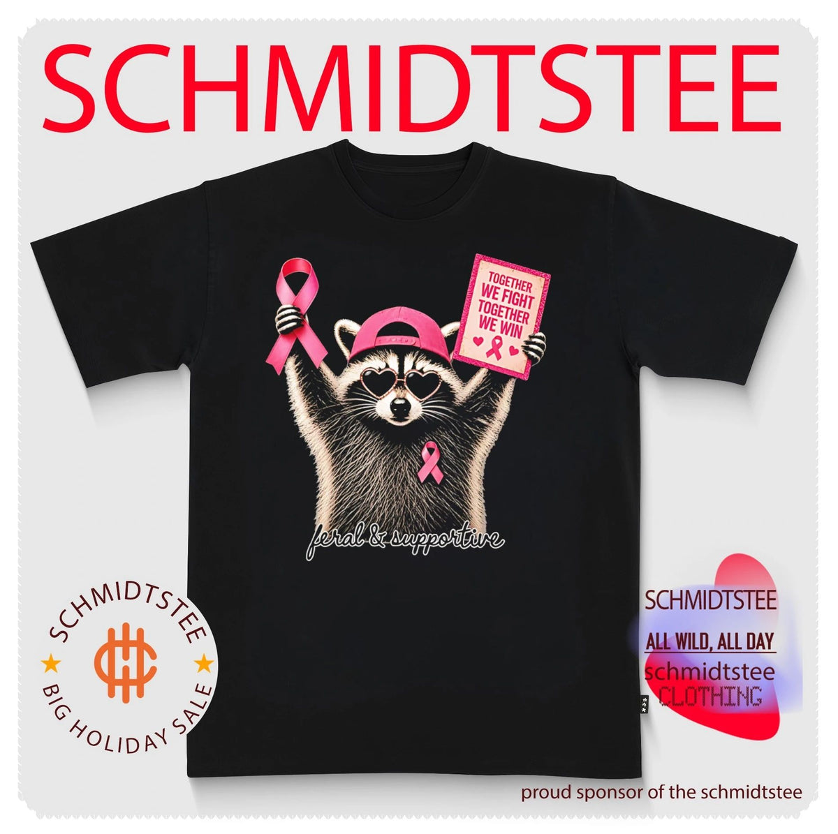 Raccoon ribbon together we fight together we win shirt