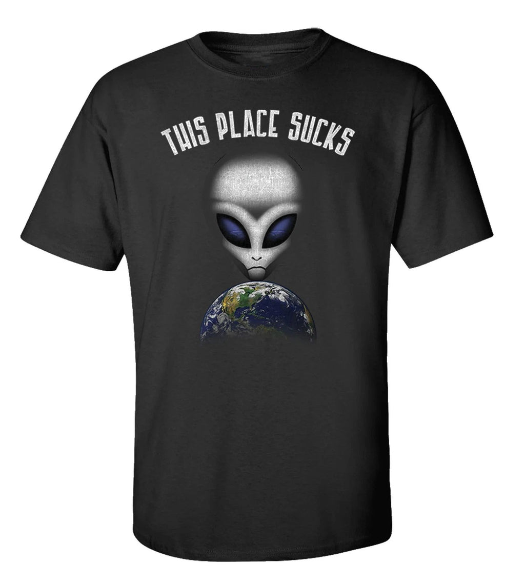 Funny This Place Sucks Adult Short Sleeve Tee Shirt Black