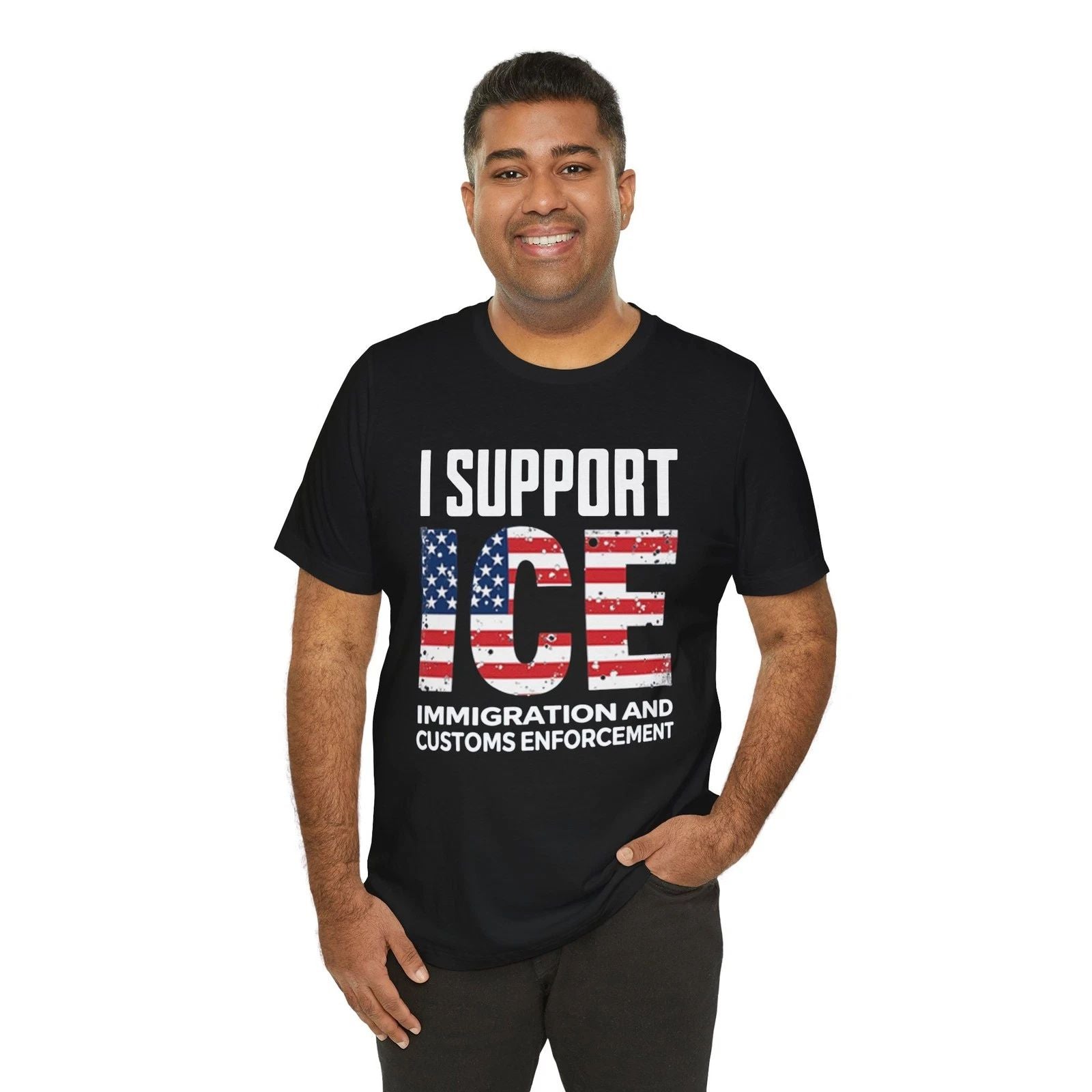 ICE Support Shirt, Patriotic Tee, American Flag Top, Immigration Customs