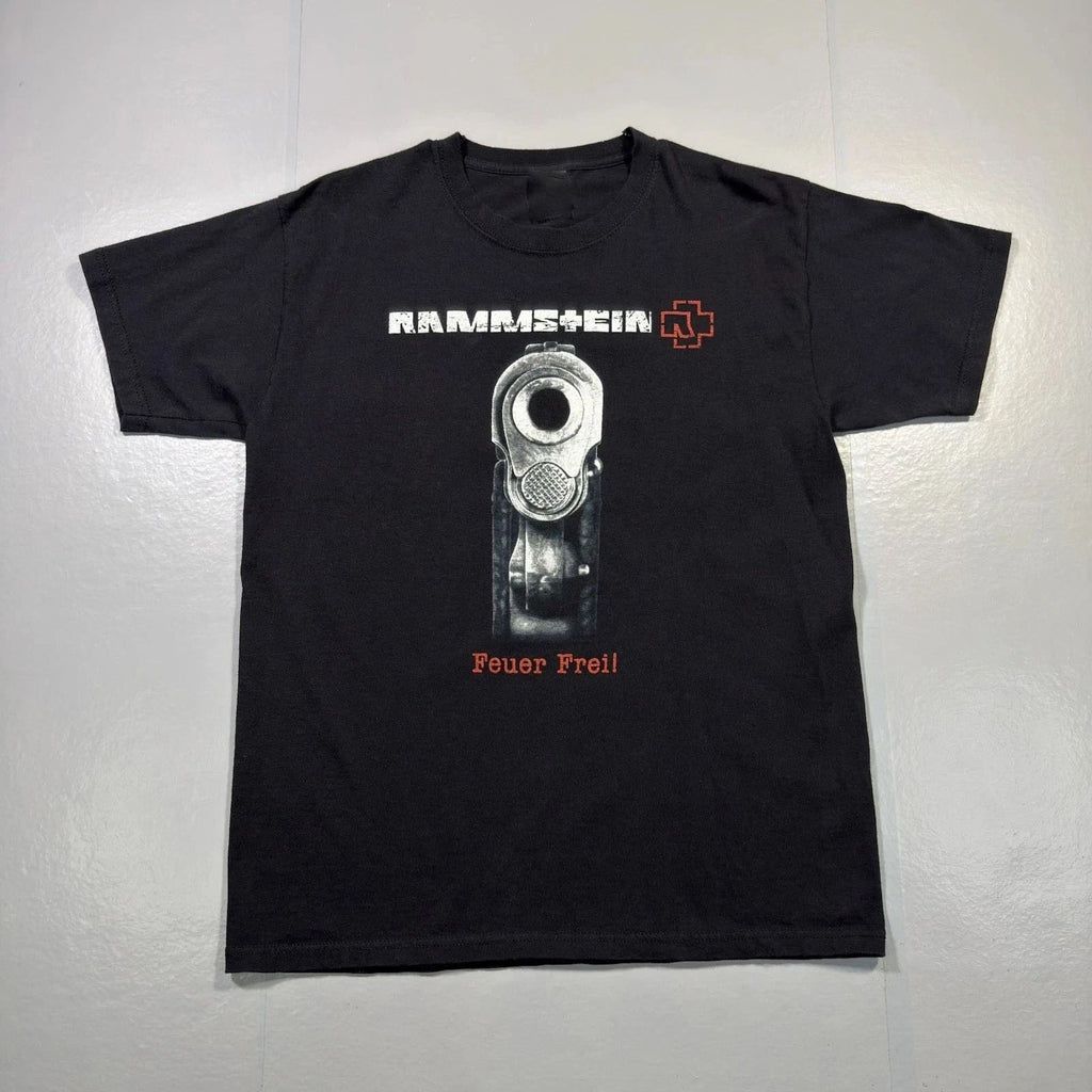 Vintage Rammstein T-Shirt Feuer Frei Band Tee Black Graphic Metal Rock Y2K
