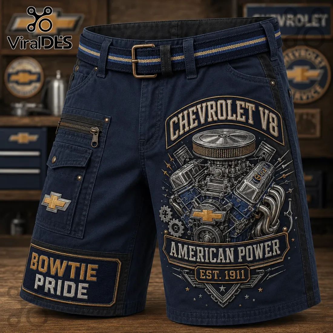 Chevrolet Bowtie Pride Vintage Engine Utility Shorts
