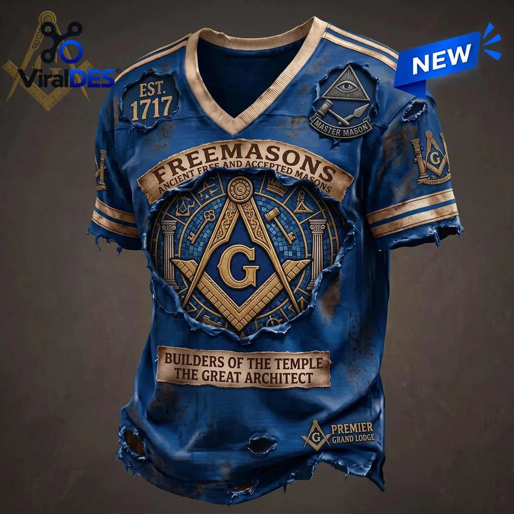 Freemason Master Mason Symbol Blue Shirt