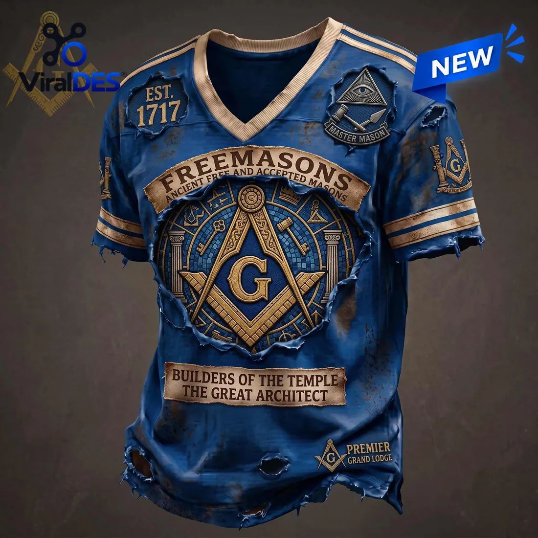Freemason Master Mason Symbol Blue Shirt