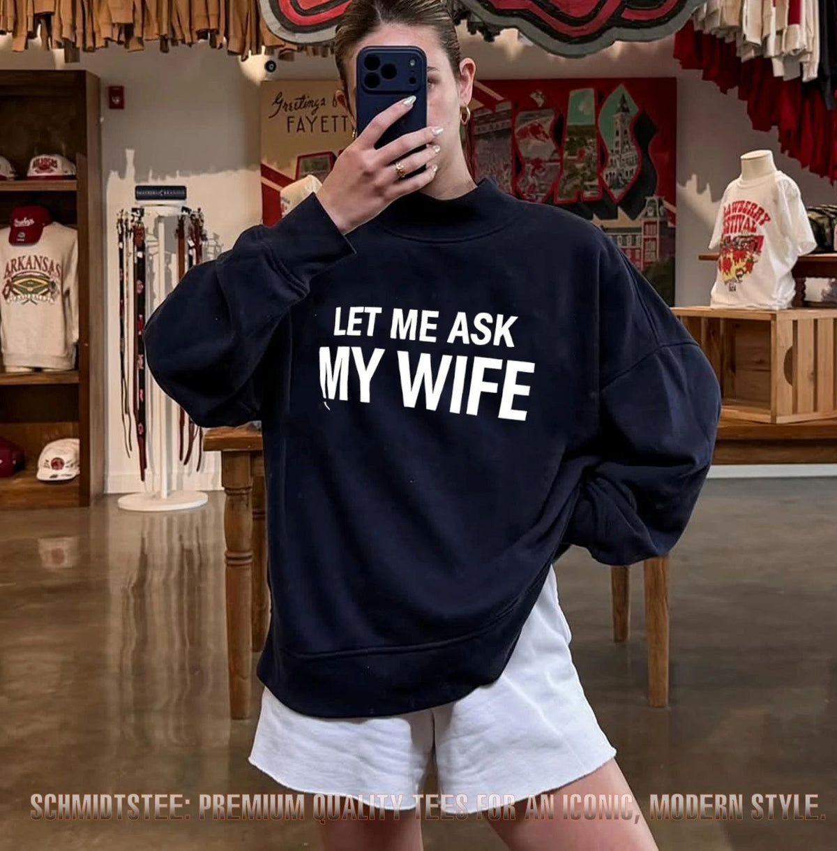 Let Me Ask My Wife husband marriage funny quote shirt