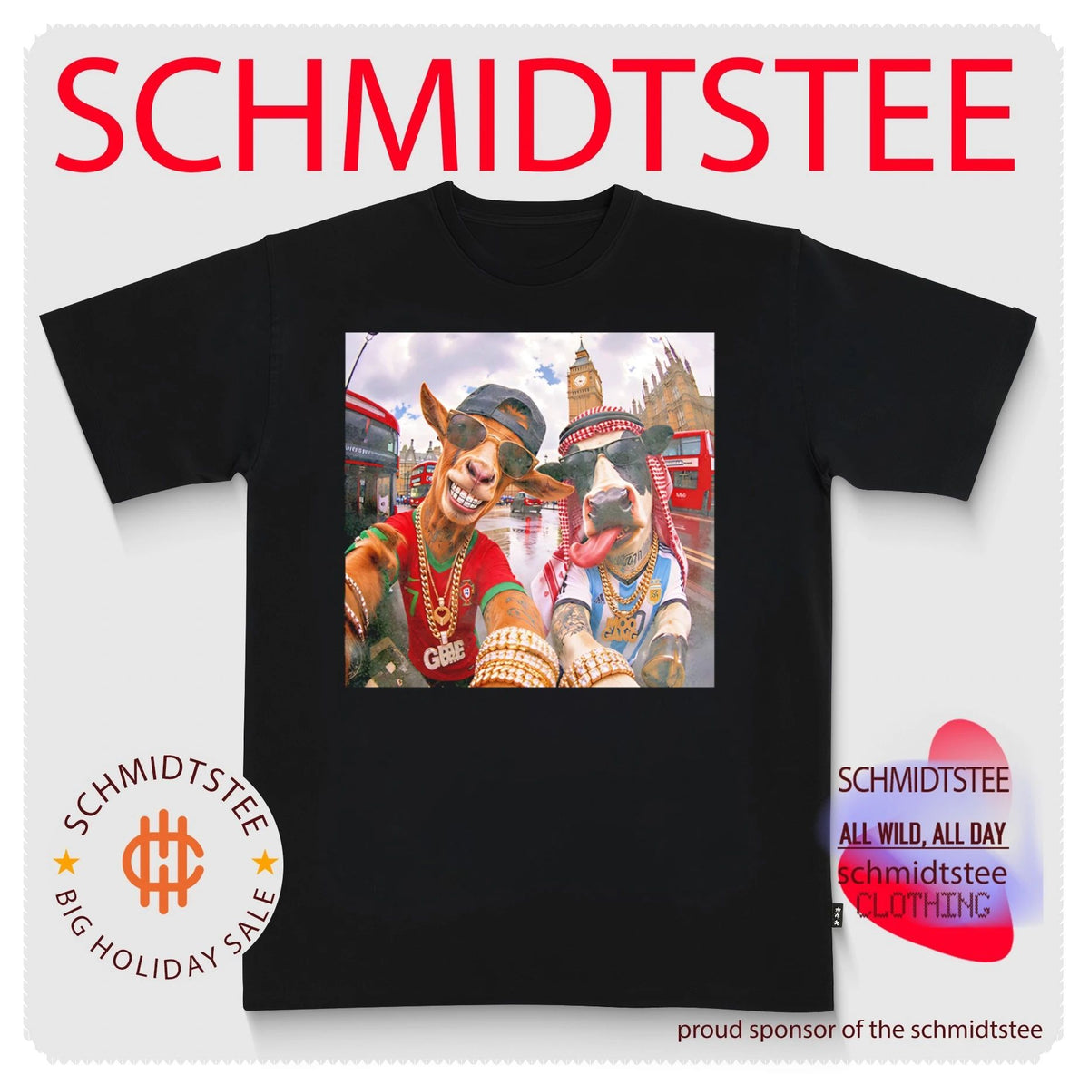Portugal and Argentina Wacky Goat selfie at Big Ben funny shirt