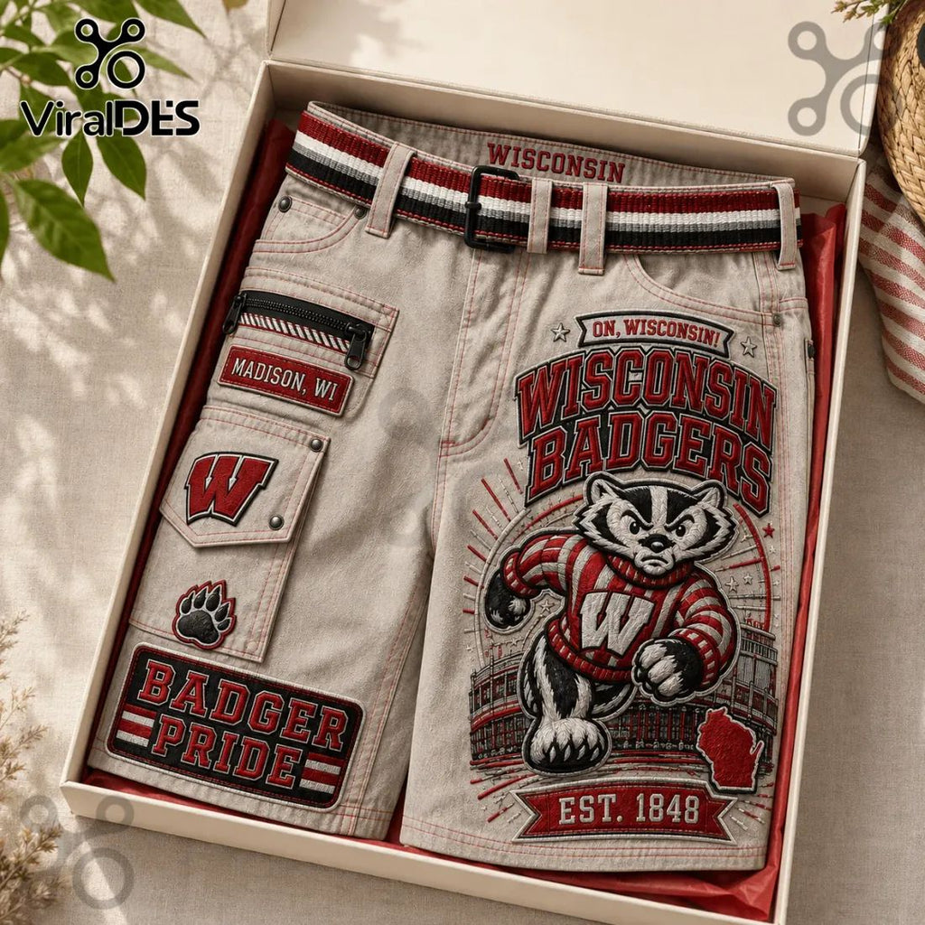 Wisconsin Badgers Embroidered Cargo Shorts