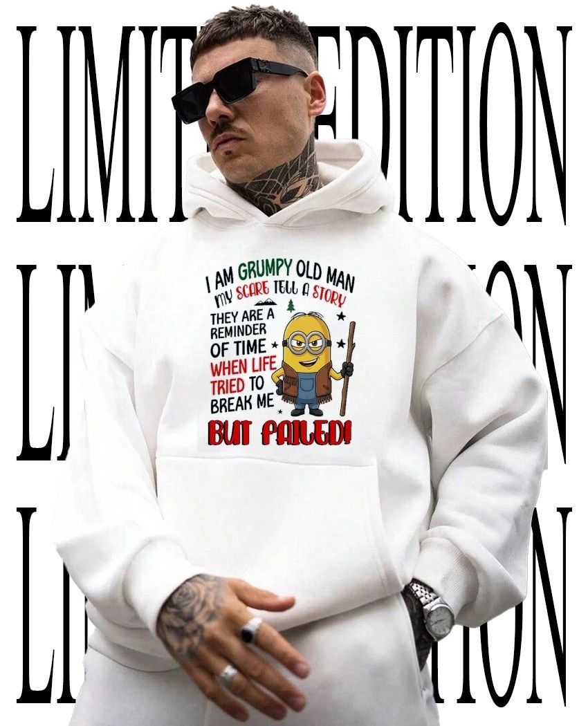 Minion grumpy old man scared tell story reminder time when life tried to break me shirt