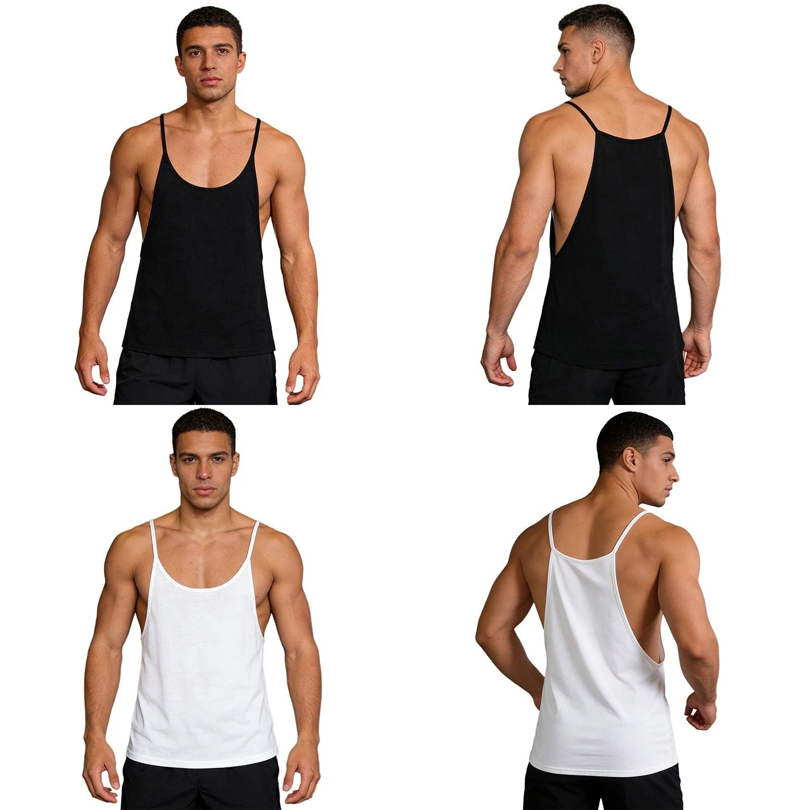 Men's Vest U Neck Tank Top Spaghetti Shirts Gym T-Shirt Sports Undershirts Mesh